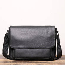 Новинка 2021, модная мужская сумка через плечо из натуральной кожи, повседневная черная сумка через плечо из натуральной воловьей кожи 2024 - купить недорого