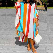 Африканские платья больших размеров, женская летняя абайя, Африканский свободный халат, модное элегантное платье до колена с рукавом летучая мышь, африканская одежда, новинка 2024 - купить недорого