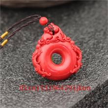 Tiger Organic Jewellery Charm Pixiu Amulet Gifts Carved Fashion Natural Chinese Cinnabar Woman Red Pendant Men Necklace Hand 2024 - buy cheap