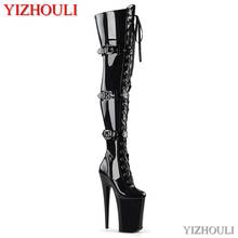 Gladiator women with 23 cm heels, sexy club pole dancing boots with 9 inch knee and thigh high boots 2024 - buy cheap