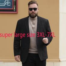 Terno masculino suepr, casaco de outono grande com abotoadura casual plus size 3xl 4xl 5xl 6xl 7xg 2024 - compre barato