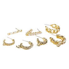 KC Gold Stud Earring Component Eardrop Bending Pendant Accessories Necklace Charms Diy Making Material Wholesale Jewelry 8pcs 2024 - buy cheap