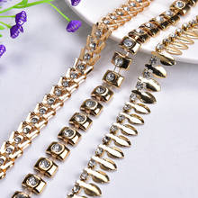 2 Yards Crystal Rhinestones Trim Gold Metal Chain Ribbon Sew on Clothing Bags DIY Crafts Accessories Decoration 2024 - buy cheap