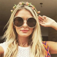 Oversized Sunglasses Women Round Sun Glasses for Woman Big Face Steampunk Vintage Mirror Shades Female Punk 2024 - buy cheap
