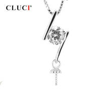 CLUCI Silver 925 Zircon Charms Women Pendant Jewelry 925 Sterling Silver Pearl Pendant Mounting Jewelry Pendant SP118SB 2024 - buy cheap