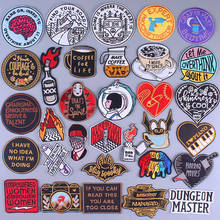 Letters Patches Iron On Patches For Clothing Stickers Brain Appliques Embroidered Patches On Clothes Stripe Badge On Jacket 2024 - buy cheap