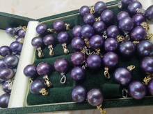D516-Colgante de perlas de agua dulce para mujer, joyería fina de oro de 18K sólido redondo de 11-12mm, collar de perlas moradas naturales 2024 - compra barato