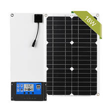 Kit de painel solar profissional, 18w, 12v, módulo monocristalino com 1 ou 2 portas usb, controlador de carga solar 2024 - compre barato
