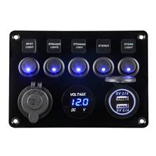 5 Gang 12V Waterproof Switch Panel 4.2A Digital Voltmeter Toggle Switch Control for Boat Camper Marine RV 2024 - buy cheap