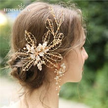 HIMSTORY High Grade Elegant Bride Crystal Headbands Real Pearl Tiara Hairbands Headpiece Women Handmade Wedding Hair Accessories 2024 - buy cheap