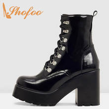 Sapatos de salto alto quadrado feminino, sapatos pretos de metal com decoração de renda, tamanho grande 11 15 para mulheres, moda 2024 - compre barato