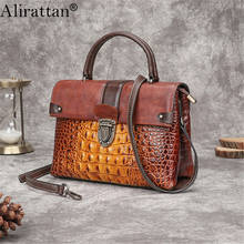 Alirattan Women Genuine Leather Handbag Crocodile Pattern High Quality Shoulder Messenger Bag Designer Female Travel Bag K170 2024 - buy cheap