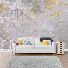 Papel tapiz fotográfico 3D personalizado, Mural geométrico de línea abstracta dorada minimalista moderno, estudio, sala de estar, sofá, TV, fondo, arte de pared 2024 - compra barato