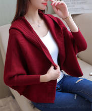 Cardigan Women 2020 New Autumn Winter Long Sleeve Crop Knit Sweater Cardigans Casual Short Coat Jacket Female Hood Tops Oversize 2024 - купить недорого