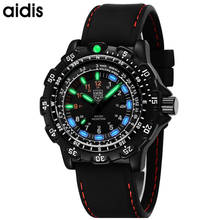 Relógio esportivo masculino aidis, relógio de quartzo à prova d'água de marca luxuosa, com pulseira de silicone 2024 - compre barato