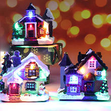 Рождественский снег дома Статуэтка светодиодный светильник световой смолы Рождество сцена село Новый год 2021 рождественские украшения для дома 2024 - купить недорого