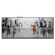 Real Hand Painted Abstract City Street Scenery Canvas Wall Oil Painting Wall Decoration Textured Art Picture Unframed Artwork 2024 - buy cheap