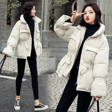 Зимняя женская пуховая куртка с хлопковой подкладкой, женские стеганые куртки, теплая повязка, белое пальто, парка, стильная Свободная верхняя одежда, пальто, Mujer 2024 - купить недорого