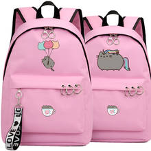 Mochila cartoon de gato unicórnio rosa, mochila escolar, bolsa de viagem, laptop, fita, anel, mochila, rosa, preto 2024 - compre barato