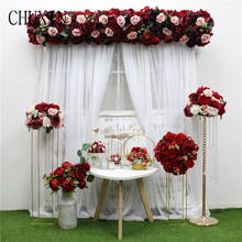 50cm/100cm caseiro profundo vermelho flor linha decoração do casamento estrada líder artificial rosa diy festa em casa evento mesa decoração da flor 2024 - compre barato