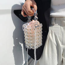 Hollow Pearl Evening Bags Women Luxury Small Beaded Handbags Ladies Woven Shoulder Bag Wedding Party Transparent Bead Handbag 2024 - buy cheap