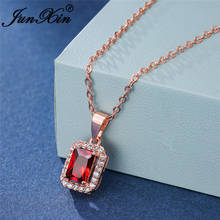 Geometric Crystal Rectangle Pendant Necklaces For Women Rose Gold Chain Red Blue Green Purple Zircon Wedding Necklace Jewelry Cz 2024 - buy cheap