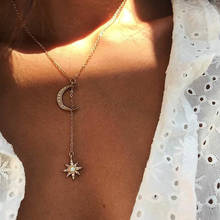 Lindo estrela lua pingente colar para mulheres menina encantos gargantilha colares festa jóias colares praia nupcial presente de verão 2024 - compre barato