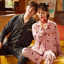 Conjunto de pijama de algodón de manga larga para hombre y mujer, ropa de dormir con estampado coreano, traje de casa, primavera y otoño, 2021 2024 - compra barato