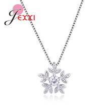 100% Real puro nuevo 925 circón plateado esterlina copo de nieve Collares colgantes para mujeres boda joyería Kolye Collares 2024 - compra barato