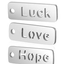 Stainless Steel RectangleTags Pendant With Cut Out Luck Hope love  Letter Pendant DIY Charms Bar For Making Bracelet & Necklace 2024 - buy cheap