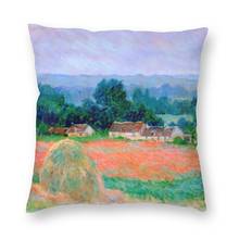 Claude Monet Painting Cushion Cover 45x45 Home Decor Print Haystack at Giverny Throw Pillow for Living Room Double-sided 2024 - buy cheap