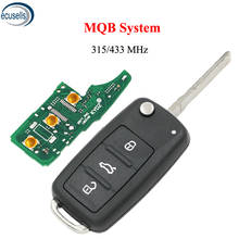 Mqb-chave automotiva remota dobrável, com 3 botões, inteligente, 315mhz, 433mhz, com id48, hu66 2024 - compre barato