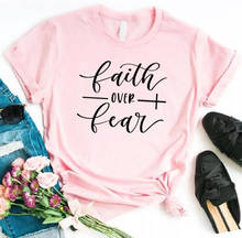 Camiseta de Faith Over Fear para mujer, ropa Harujuku de algodón para mujer, ropa de calle de manga corta con gráfico, camisetas de cuello redondo 2024 - compra barato