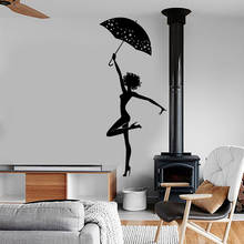 Girl Beauty Pretty Sexy With Umbrella Romantic Wall Sticker Vinyl Home Decor Interior Dance Decals Removable Mural Wall Art A383 2024 - buy cheap