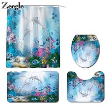 Zeegle-cortina de baño impermeable, juego de alfombrillas de baño antideslizantes, cubierta de inodoro, alfombrilla de asiento, absorbente, Alfombra de Pedestal, alfombrilla para pies, 4 Uds. 2024 - compra barato