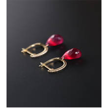 DAIMI Faceted water drop ruby earrings female genuine yellow 14K gold color treasure earrings gift customization 2024 - buy cheap