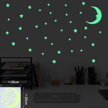 Adesivo luminoso de parede lua e 15 estrelas, para quarto de crianças, arte mural de decoração caseira que brilha no escuro, descascamento e papel de parede pvc 2024 - compre barato