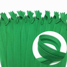 Cremalleras de seda para costura, bobina de tul suave de nailon invisible, 28cm/30cm/40cm/50cm/60cm, 3 #, Verde, 10 Uds. 2024 - compra barato