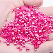 1.5-12mm Rose AB Half Round Craft ABS Resin Pearls Flatback Scrapbook Glue On Beads For 3D Nails Art Backpack Design Decorations 2024 - buy cheap
