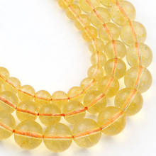 Natural Stone Round Yellow Citrines Crystal Loose Stone Beads For Jewelry Making DIY Bracelet Necklace 15'' Pick Size 6/8/10mm 2024 - buy cheap