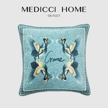 Medicci Home Chinoiserie Chinese Cushion Covers Retro Art Blue Flying Crane Throw Pillow Case Birds Decorative Pillow Sham 2024 - buy cheap