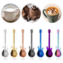 Stainless Steel Coffee Spoon Guitar Coffee Teaspoons Colorful Dessert Spoon Musical Demitasse Spoon for Mixing Dessert Ice Cream 2024 - buy cheap