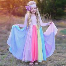 Baby Girls Princess Dress Toddler Kids Summer RainBow Cotton Chiffon Dresses Spring Autumn Clothes Infantil Children Clothing 2024 - buy cheap
