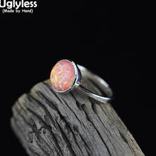 Uglyless Rare Gemstones Natural Pink Opal Rings for Women Solid 925 Sterling Silver Open Ring Romantic Pink Dress Jewelry Silver 2024 - buy cheap