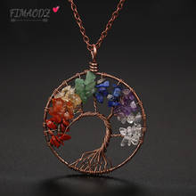 FIMAODZ 7 Chakra Natural Stone Tree Necklace Color Tree of Life Vintage Copper Plated Plant Pendant For Women Statement Jewelry 2024 - buy cheap