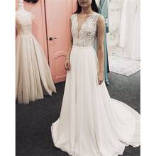 Boho A-line Wedding Dress V-neck Sleeveless Chiffon Skirt Beach Bridal Dress Full Length Vestido De Novia Ivory Robe De Mariee 2024 - buy cheap