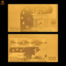 European Gold Euro 100 Banknote Paper 24k Gold Plated Fake Money Gold Foil Bill Currency Collectibles 2024 - buy cheap