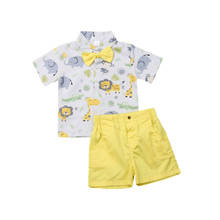 Summer Toddler Baby Kids Boy Cartoon Animals Short Sleeve Tops T-shirt+Shorts Pants Gentleman Outfits Clothes 2PCS Set 1-6T 2024 - buy cheap