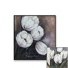 Lienzo de dibujo a mano puro, pintura al óleo de hermosas flores, imágenes de tulipanes blancos para la decoración de la pared del hogar, Póster Artístico para sala de estar 2024 - compra barato