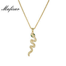Mafisar 2021 New Fashion Green Eye CZ Snake Pendant Necklace For Women Girl Gold Color Stainless Steel Chain Wedding Jewelry 2024 - buy cheap